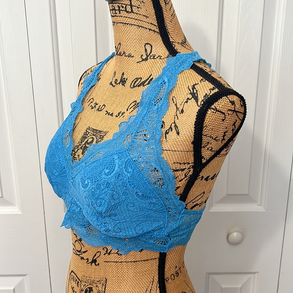 Fleur’t Blue Lace Racerback Bralette - Picture 2 of 6